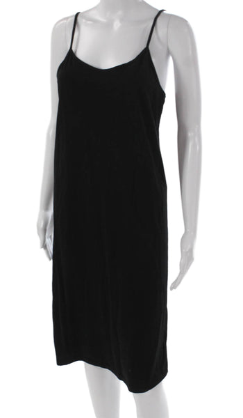 Kitri Womens Slip Dress Black Cotton Scoop Neck Sleeveless Mid-Calf Size S