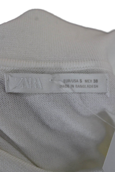 Zara Mens Short Sleeve Collared Polo White Viscose Polyamide Size S