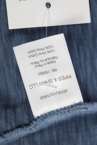 Veronica Beard Womens Basic Scoop Neck Cotton T Shirt Short Sleeve Blue Size XS