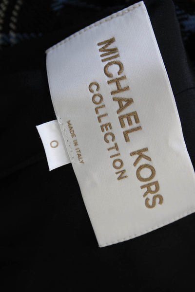 Michael Kors Collection Women Wool Plaid Blazer Black Button Long Sleeve Size 0