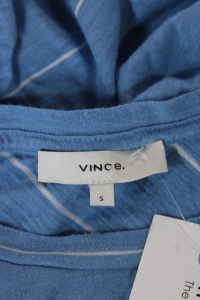 Vince Womens Striped Blue Cotton Crew Neck Short Sleeve Tee Size S