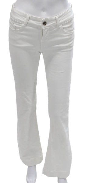 J Brand Women Flared Jeans White Cotton Low Rise Size 26