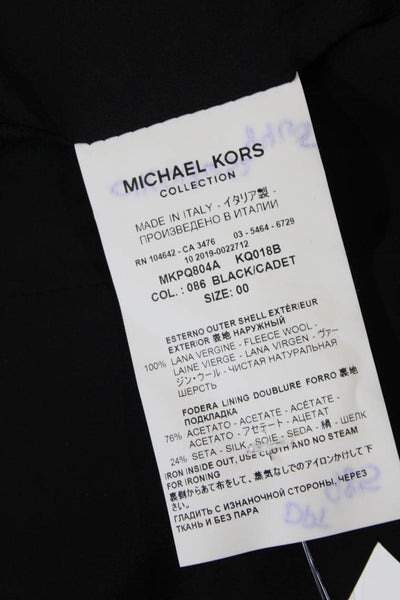 Michael Kors Collection Women Wool Plaid Blazer Black Button Long Sleeve Size 0