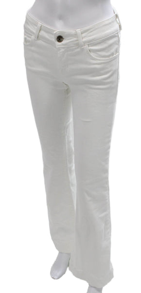 J Brand Women Flared Jeans White Cotton Low Rise Size 26
