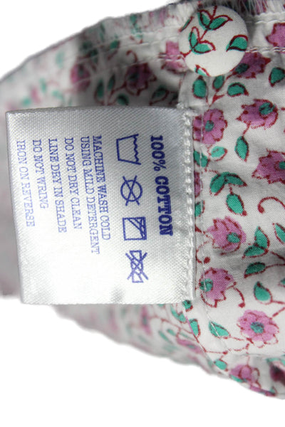 Pink City Prints Women Shirt Dress White Cotton Floral Collared Button Size 30