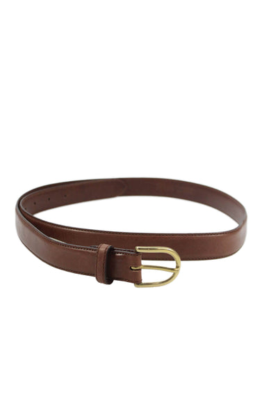 Ralph Lauren Womens Leather Gold Tone Buckle Classic Belt Brown Size 40