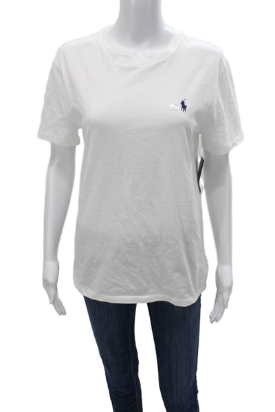 Polo Ralph Lauren Women Basic T-Shirt White Crewneck Short Sleeve Cotton Size S