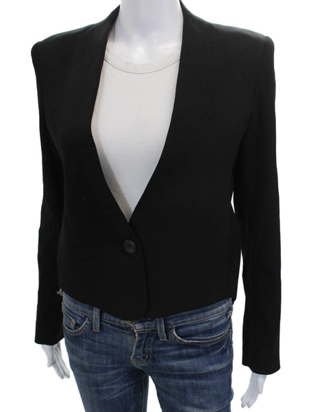 Theyskens Theory Womens Black Wool Jacket Button Long Sleeve Size 4