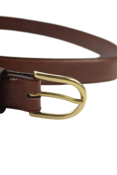 Ralph Lauren Womens Leather Gold Tone Buckle Classic Belt Brown Size 40