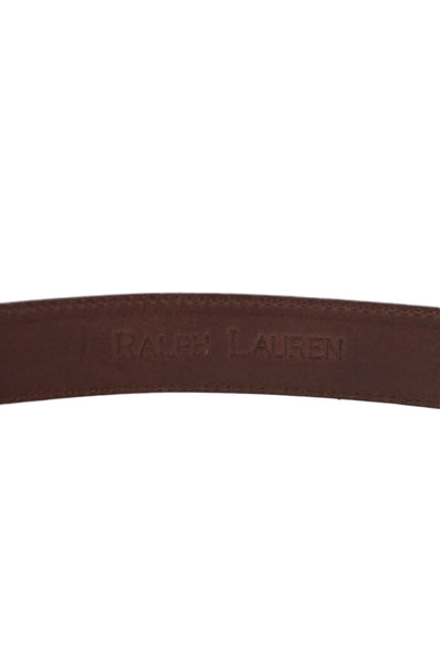 Ralph Lauren Womens Leather Gold Tone Buckle Classic Belt Brown Size 40