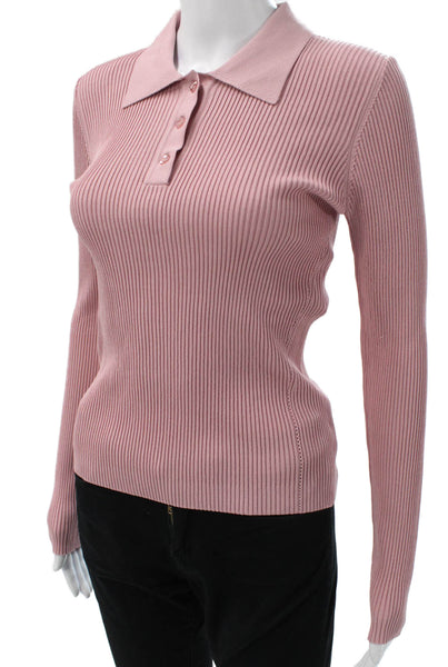 Tara Jarmon Women Collared Long Sleeve Pullover Pink Size S