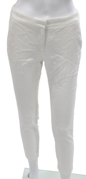 Zara Basic Womens Ankle Pants White Geometric Polyester Zip Size XS