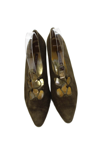 Walter Steiger Womens Suede Strappy Block Heels Shoes Brown Size 10.5B