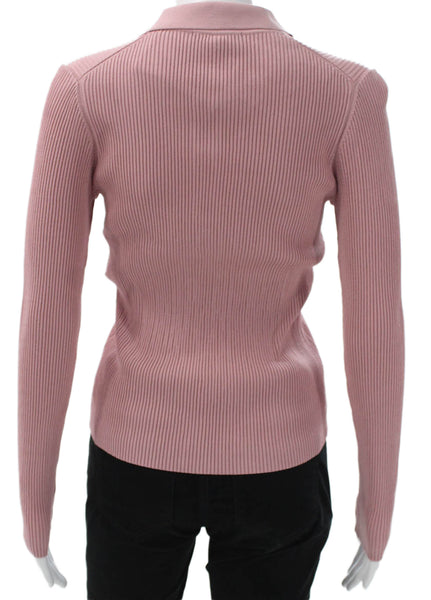 Theo Womens Petite Henley Wool Collared Long Sleeve Solid Sweater Brown Size XS