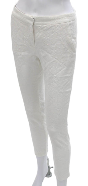 Zara Basic Womens Ankle Pants White Geometric Polyester Zip Size XS