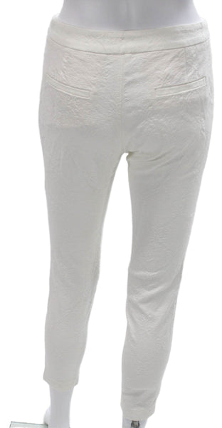 Zara Basic Womens Ankle Pants White Geometric Polyester Zip Size XS