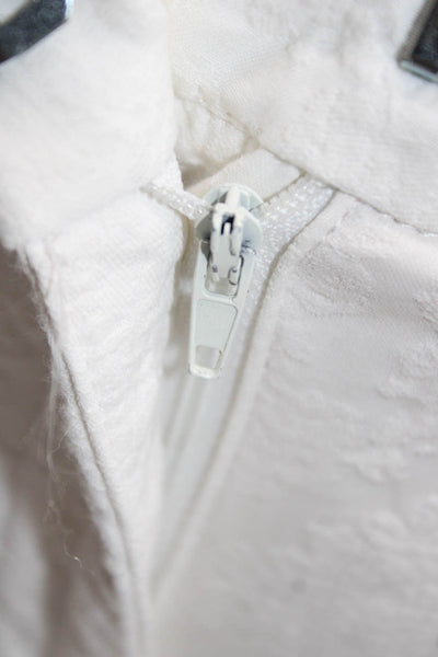 Zara Basic Womens Ankle Pants White Geometric Polyester Zip Size XS