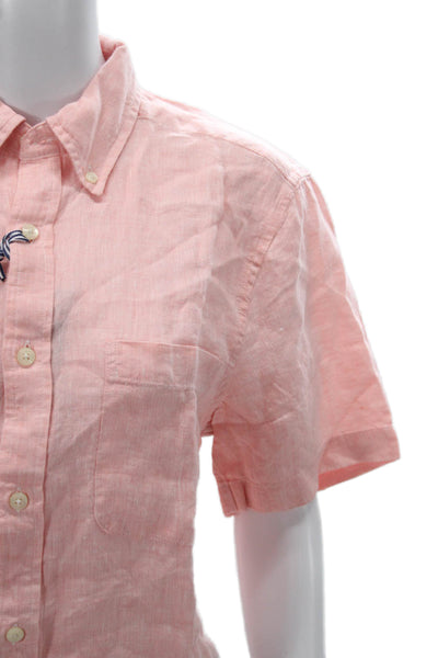 Vineyard Vines Mens Collared Linen Button-Up Pink Short Sleeve Solid Size S