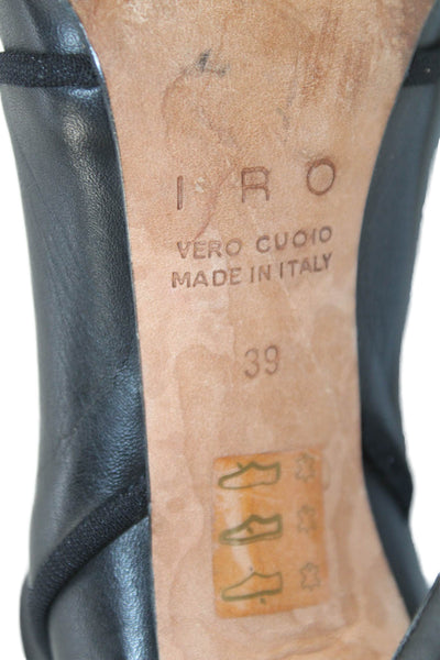IRO Womens Leather Pointed Toe Cut Out Ankle Boots Black Size 39 9