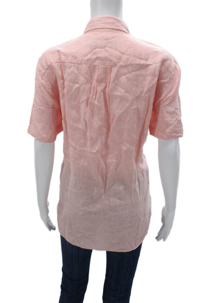 Vineyard Vines Mens Collared Linen Button-Up Pink Short Sleeve Solid Size S