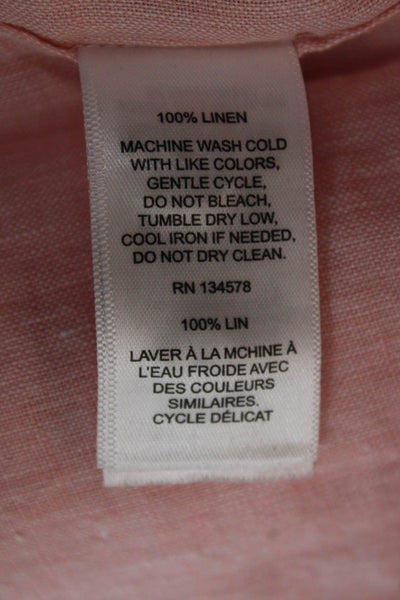 Vineyard Vines Mens Collared Linen Button-Up Pink Short Sleeve Solid Size S