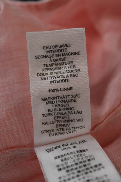 Vineyard Vines Mens Collared Linen Button-Up Pink Short Sleeve Solid Size S