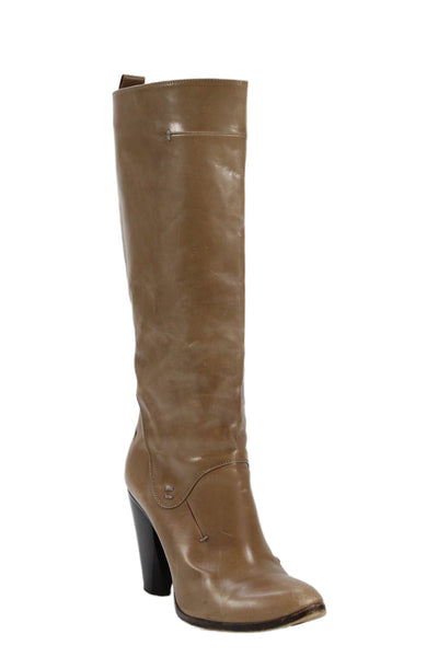 Costume National Womens Leather Knee High Zip Up Boots Brown Size 39.5 9.5