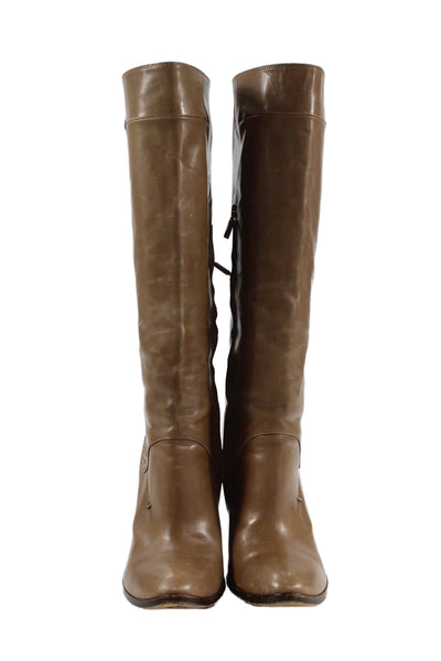 Costume National Womens Leather Knee High Zip Up Boots Brown Size 39.5 9.5