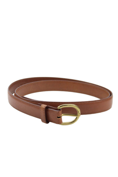 Ralph Lauren Womens Leather Gold Tone Buckle Belt Brown Size 42