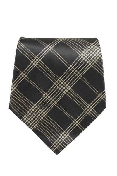 Designer Mens Silk Striped Print Classic Tie Brown