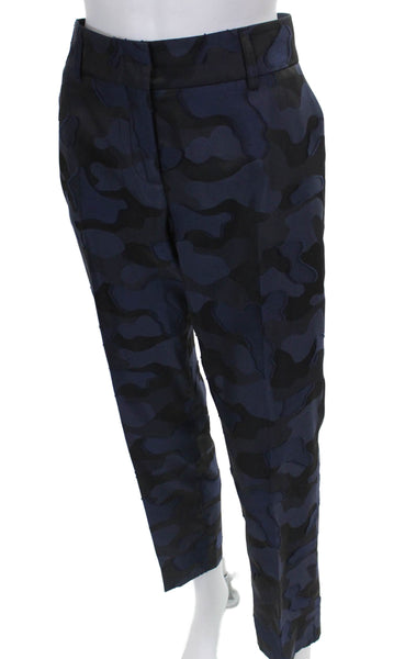 Piazza Sempione Womens Dress Pants Blue Camouflage Polyester Size 44