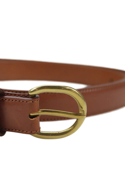 Ralph Lauren Womens Leather Gold Tone Buckle Belt Brown Size 42