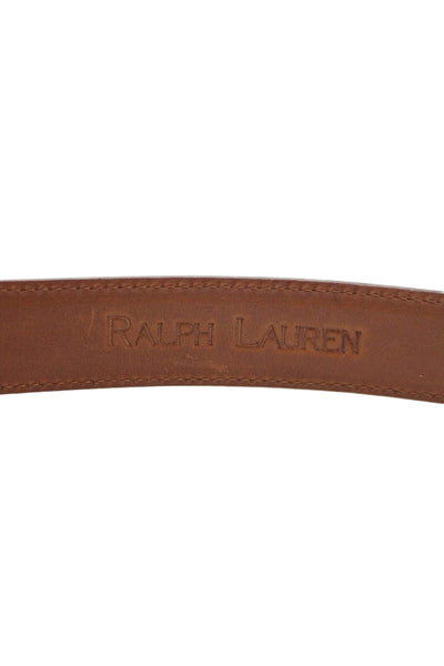 Ralph Lauren Womens Leather Gold Tone Buckle Belt Brown Size 42