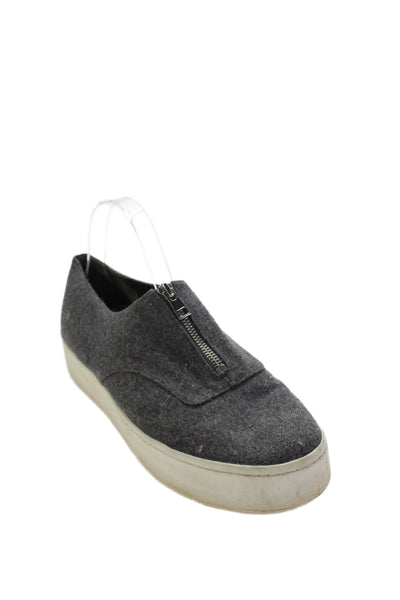 Vince Womens Knitted Zip Platform Slip On Sneakers Shoes Gray Size 11M