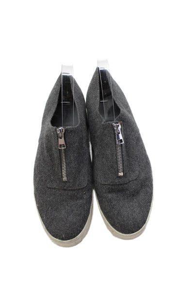 Vince Womens Knitted Zip Platform Slip On Sneakers Shoes Gray Size 11M