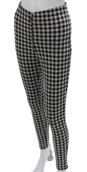 Zara Womens Black Checked Polyester Ankle Leggings Zip Size S