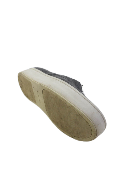 Vince Womens Knitted Zip Platform Slip On Sneakers Shoes Gray Size 11M