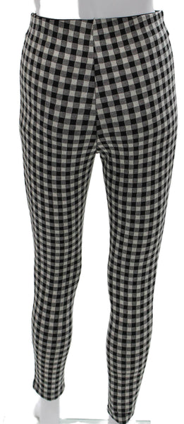 Zara Womens Black Checked Polyester Ankle Leggings Zip Size S