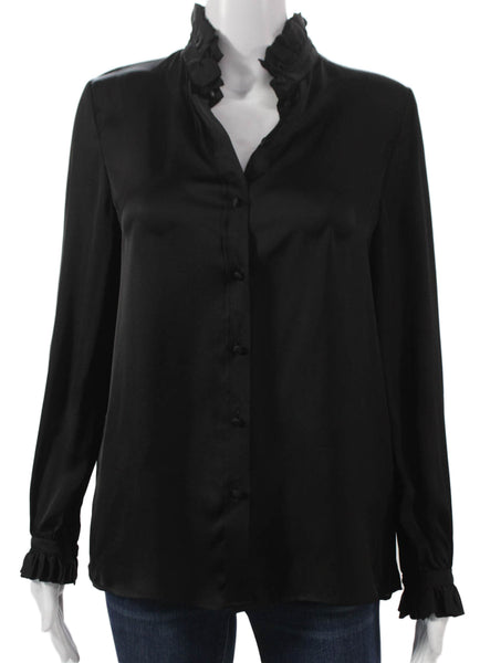 Saint Laurent Long Sleeve high Neck Button Front Blouse