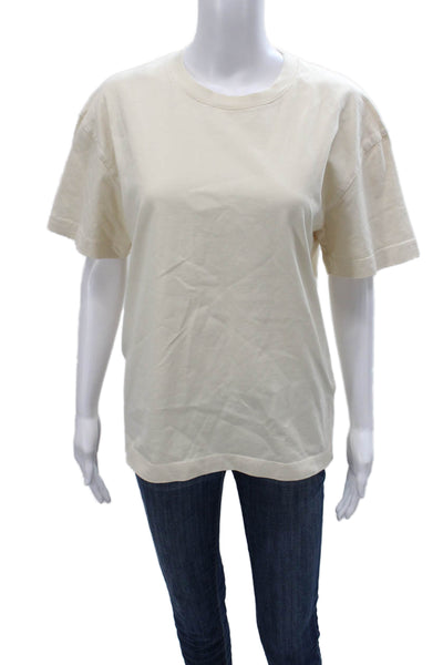 Zara Womens Basic Cotton Crew Neck Short Sleeve T-Shirt Beige Size S