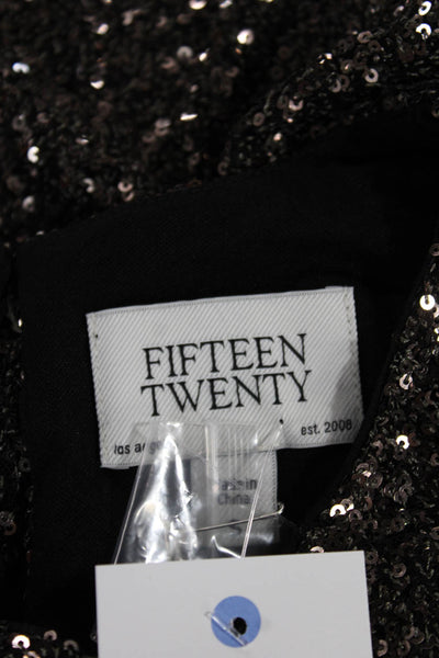 Fifteen Twenty Women Basic Brown Cotton Short Sleeve Sweatshirt Size S