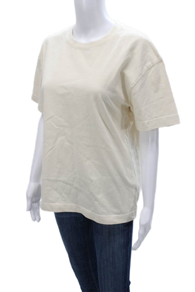 Zara Womens Basic Cotton Crew Neck Short Sleeve T-Shirt Beige Size S