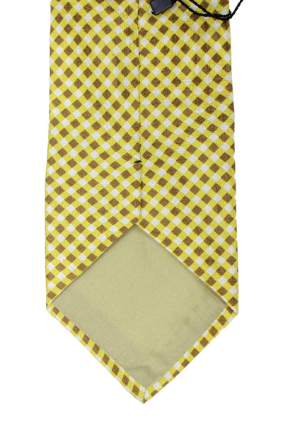 Marco Azzali Mens Silk Check Print Classic Tie Yellow