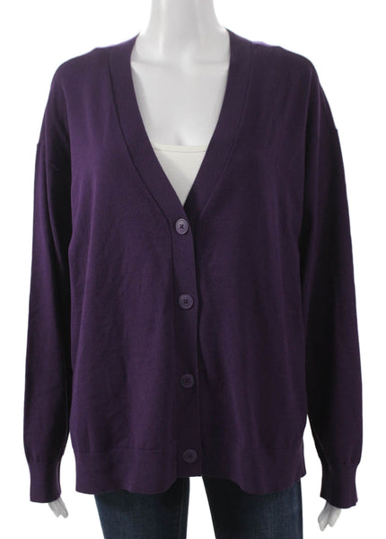 Elliott Lauren Women Cardigan V-Neck Long Sleeve Purple Size XL