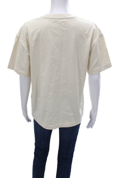 Zara Womens Basic Cotton Crew Neck Short Sleeve T-Shirt Beige Size S