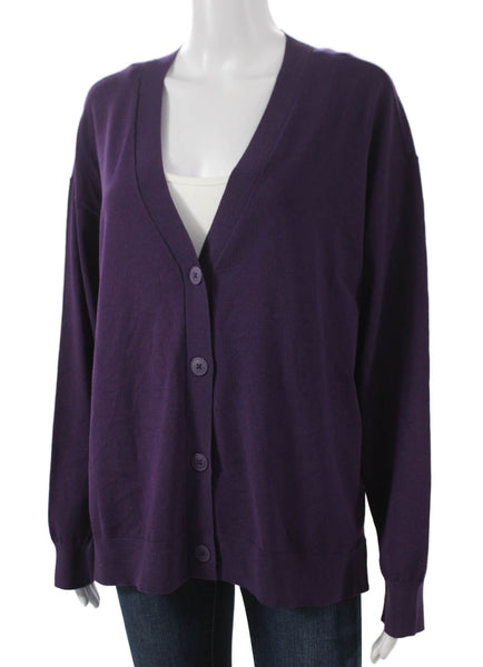 Elliott Lauren Women Cardigan V-Neck Long Sleeve Purple Size XL