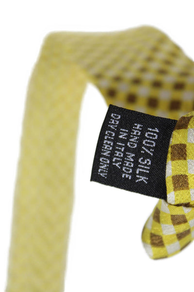 Marco Azzali Mens Silk Check Print Classic Tie Yellow