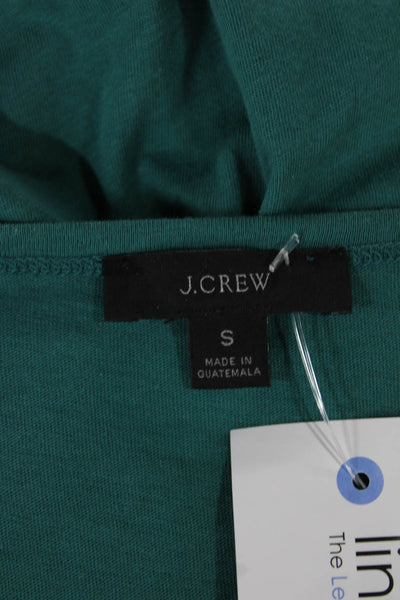 J Crew Women Green Trapeze Swing Dress Short Sleeve Cotton Size S
