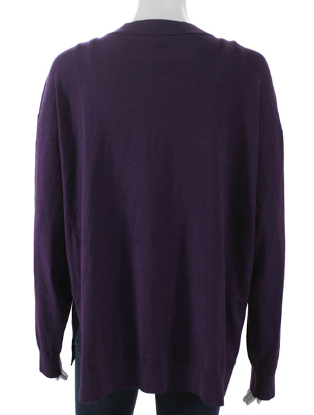 Elliott Lauren Women Cardigan V-Neck Long Sleeve Purple Size XL