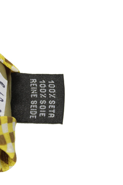 Marco Azzali Mens Silk Check Print Classic Tie Yellow